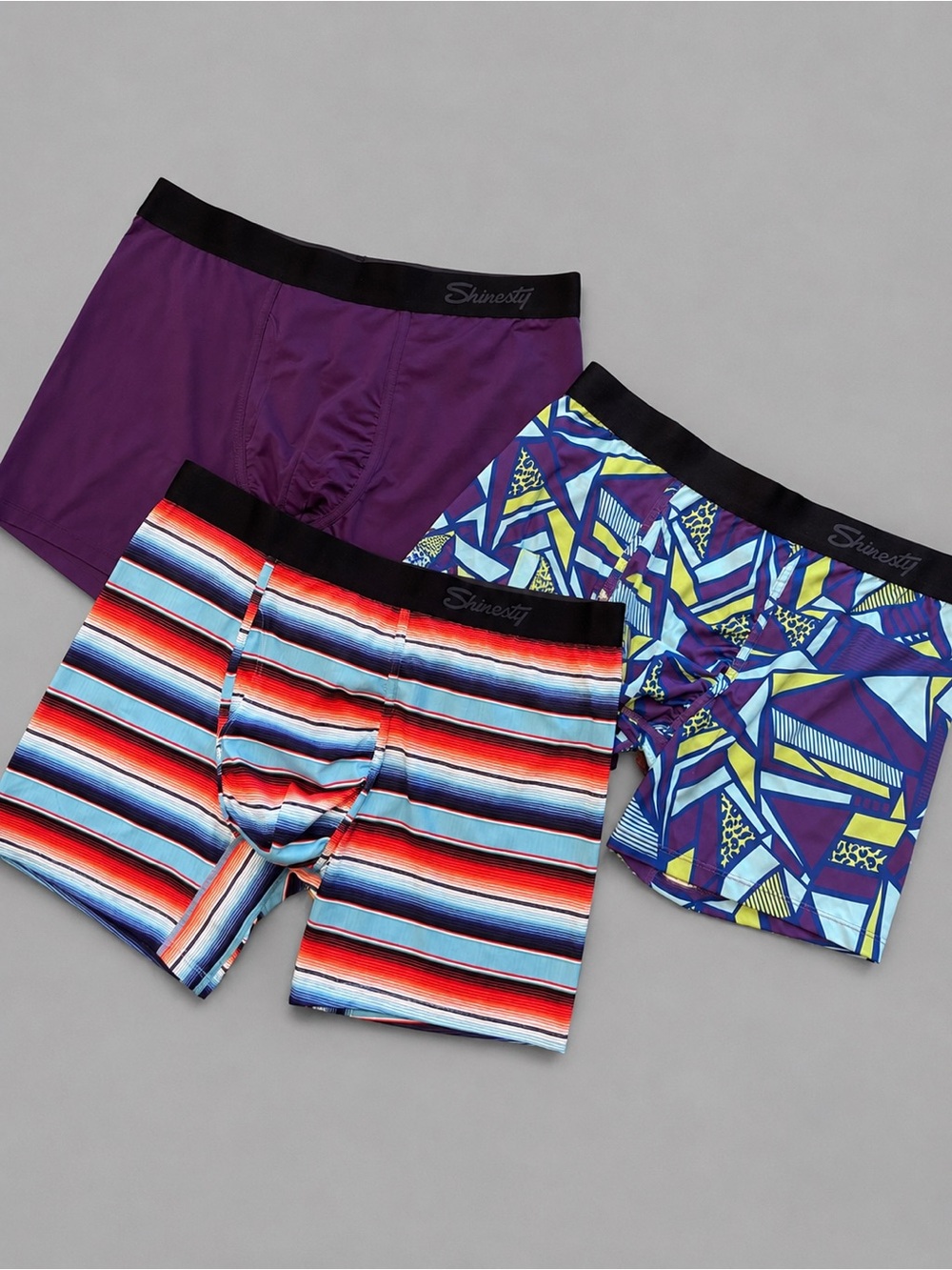 Shinesty Men’s Purple & Multi-Color Boxer Brief 3-Pack Lot